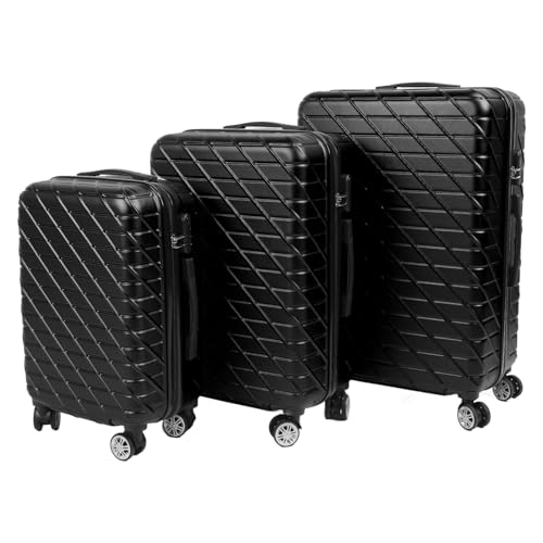 Hztyyier 3 Piece Luggage Set Lightweight Impact for Travel Business, TSA Lock 150kg Load Capacity 20in 24in 28in (Black)3