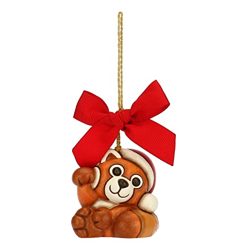 Thun - Addobbi Natalizi, Panda Rosso In Ceramica Decorata A Mano, Versione Piccolo - Idea Regalo Natale 2022-4.8X3.8X4.8 Cm H