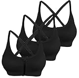 AKAMC Women's Removable Padded Sports Bras Medium Support Workout Yoga Bra 3 Pack,Large