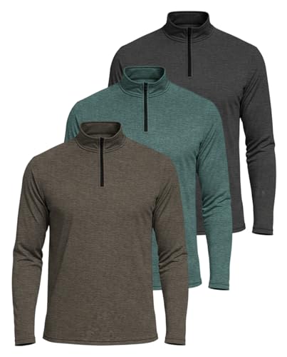 Real Essentials 3 Pack: Men's Dry-Fit Active Quarter Zip Long Sleeve Athletic Performance Pullover (Available in Big & Tall) Set 4 3X Tall