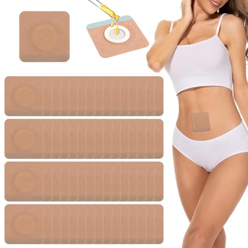 100 Pcs Castor Oil Pack Wrap Kit for Belly Button, Self-Adhesive Belly Button Patches, Highly Absorbent Organic Castor Oil Patches No Wash