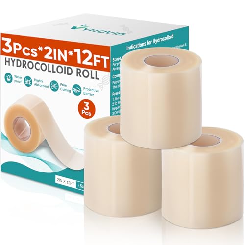 Image of 3Pcs Hydrocolloid Roll for Wound Care, Hydrocolloid Patch Bandages with Self-Adhesive, Bed Sore Bandages, Highly Absorbent for Burn, Blister, Acne Care, Waterproof (2in x 12ft x 3Roll)