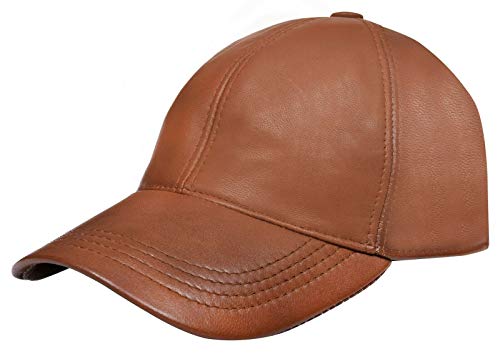 Infinity Leather Men's and Women's Real Nappa Adjustable Golf Snapback Plain Baseball Cap, Tan, One size