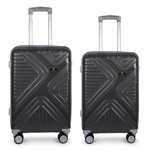 Image of Hardside Suitcase Set of 2 with Number Lock, Black, Polypropylene, 54cm 64cm 8-Wheel Spinner
