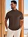 Vssjavun Men's Mock Turtleneck T Shirt Short Sleeve Soft Casual Pullover Top Solid Basic Undershirts Dark Coffee