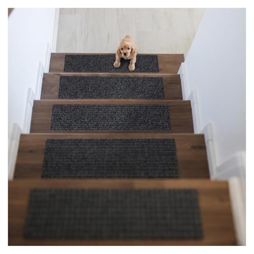 ペット階段滑り止め, 15パック 20cm x 76cm 滑り止めシート, サイズに合わせてカットできます 犬滑り止めマット タイルおよびガラスの階段に適しています,darkgrey