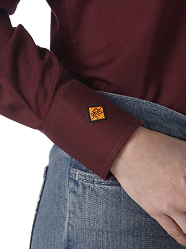Wrangler Riggs Workwear Womens Fr Flame Resistant Western Long Sleeve Snap Work Utility Button Down Shirt, Burgundy, Small Us #TOP3
