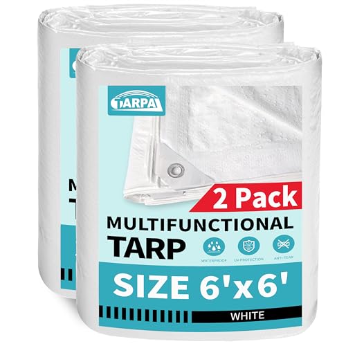 TARPAL 6x6 Feet White Tarp Waterproof (2pack) Small tarps Multipurpose