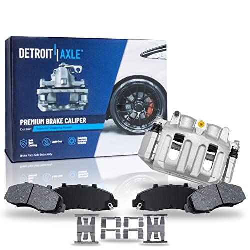Image of Detroit Axle - Front Driver Side Disc Brake Caliper + Ceramic Brake Pads w /Hardware Replacement for 1997-2003 Ford F-150