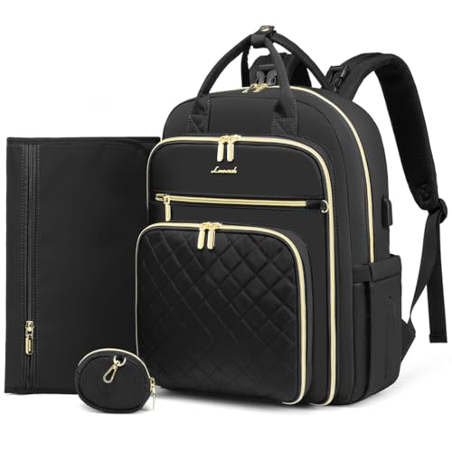 Image of LOVEVOOK Baby Diaper Bag,Waterproof Diaper Backpack with USB Charging Port for Baby, Large Capacity Fit for 15.6 inch Laptop, Black