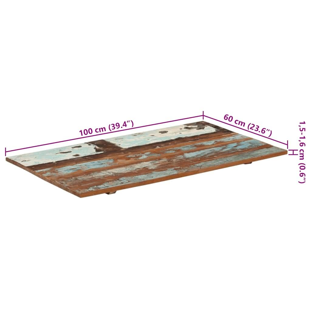 vidaXL Tischplatte Massivholzplatte Holzplatte Ersatztischplatte Holz Platte für Couchtisch Rechteckig 60x100cm 15-16mm Recyceltes Massivholz