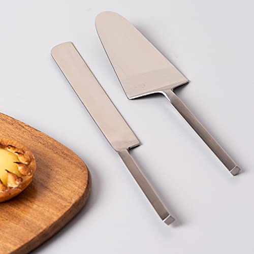 Image of Nestroots Cake, Pie & Pastry Servers Cake Cutting Knife Spatula Server Set of 2 Stainless Steel(Silver)
