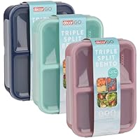 Decor Go Bento Triplesplit Lunch Box, Assorted, 1.4 Litre Capacity