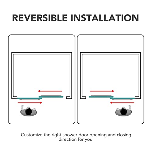 Sunrosa Semi-Frameless Glass Shower Door 58-7/8"×60", Bypass Sliding Shower Door With Towel Bar, Bathtub Shower Door With Tempered Glass, Aluminum Shower Door For Bathtub In Matte Black #TOP6