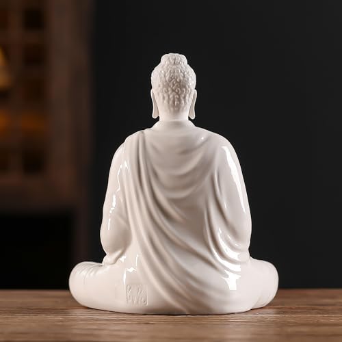 Estatua Buda de Cerámica Blanca 6 Pulgadas Decoración Hogar miniatura 7