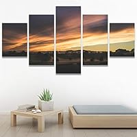 SIGNWIN 5 Panel Canvas Wall Art Modern Art Coastal Colorful Multicolor Photography Romantics Sunset for Home Decorations Ready to Hang - 60
