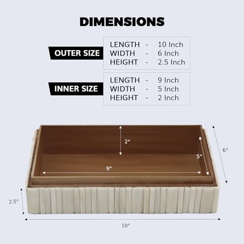 Image of Handicrafts Home Decorative Box - Handmade Jewelry Organizer Box with Lid - Keepsake Box for Home Decor, Jewelry, Accessories, Collectibles - Modern Wooden Storage Box - Stem, 10X6X2.5 inch