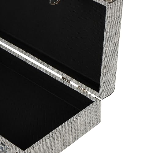 Image of Deco 79 Fabric Decorative Trunk Woven Storage Decorative Large Boxes with Silver Latches and Buckles, Set of 2 Storage Trunks 21 inch, 19 inch W, Gray