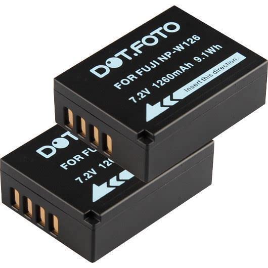 2 x Dot.Foto NP-W126, NP-W126s Premium 7.2v / 1260mAh Batterie Rechargeable pour Fujifilm