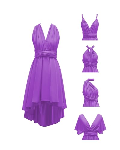 Image of Women's Short Convertible Dress with Bandeau High Low Infinity Bridesmaid Dresses Multi-Way Transformer Formal Dress
