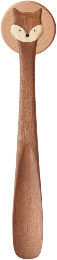 Łyżka do butów z długą rączką, Łyżka do butów drewniana brązowa 28,5 cm kształt lisa podróżnego. Ergonomiczny