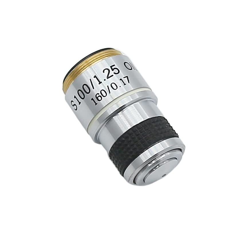 Aurorad Obiettivo acromatico 4X 10X 20X 40X 100X for microscopio Biologico 185 (Color : 100X)