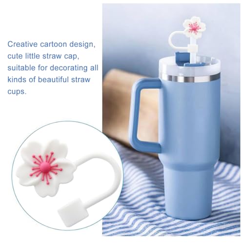 Image of Straw Cover Cap for Stanley Cup,Silicone Straw Topper 10mm 0.4in Dust-Proof Reusable Straw Tips Lids,Straw Tip Covers for Stanley Cups Accessories
