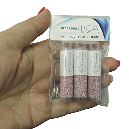 Miyuki Delica Seed Beads Bundle: 21GM, Size 11/0, Rose Delight Collection - DB210, DB1907, DB624-3 Tubes of 7 Grams ea