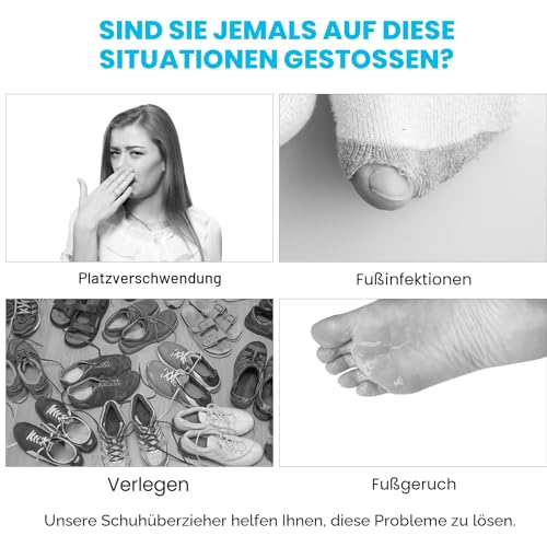 Flintronic Schuhüberzieher Einweg, Dicker CPE Material, Einweg Schuhüberzug, 100 Stück (50 Paar), Rutschfest und Wasserdicht, um Schuhe/Fußböden/Teppiche Sauber und Ordentlich zu Halten