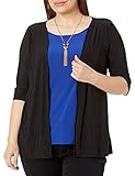 Star Vixen Women's Plus-Size Twofer Top with Double-Strand Necklace, Black/Royal, 1X
