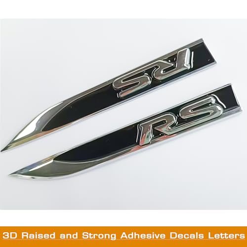 Image of 3D Raised RS Side Fender Emblem Metal Right & Left with Adhesive Backing Fits for Camaro Series Automotive Decoration(Black)