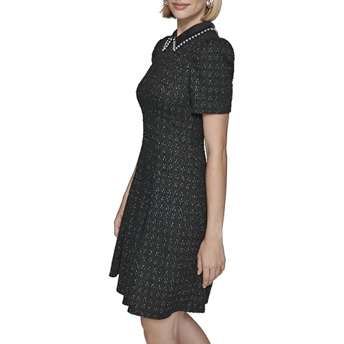 Image of Karl Lagerfeld Women's Short Puff Sleeve Embellished Collar A-line Mini Dress