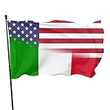 American Flag and Italian Flag Banner - 3x5 Feet, Indoor/Outdoor Decorative for Garden and House