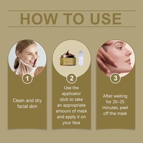 Hana Ginseng Face Mask,2024 New Korean Hana Ginseng Peel off Face Mask,Herbal Refining Peel-Off Facial Mask,Ginseng Mask Korean,Hana Ginseng Mask For Shrink Pores Improve Skin Vitality (2Pcs) - Image 5