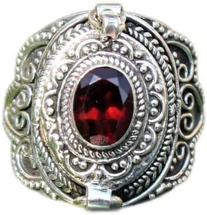 Faceted Garnet Ring, Poison Box Ring, Red Stone Ring, January Birthstone Ring, Locket Ring, Poison Pill Box, Designer Box Ring, Healing Crystal Ring, Secret Message Ring, Natural Garnet Jewelry
