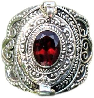 Faceted Garnet Ring, Poison Box Ring, Red Stone Ring, January Birthstone Ring, Locket Ring, Poison Pill Box, Designer Box Ring, Healing Crystal Ring, Secret Message Ring, Natural Garnet Jewelry
