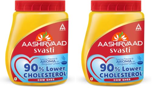 Image of Aashirvaad Svasti 90% Lower Cholesterol Ghee | Cow Ghee with Rich Aroma | Helps Manage Cholesterol - 500ml (Pack of 2)