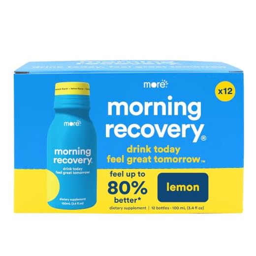 Morning Recovery Electrolyte, Milk Thistle Drink Proprietary Formulation to Hydrate While Drinking for Morning Recovery, Highly Soluble Liquid DHM, Original Lemon, Pack of 12