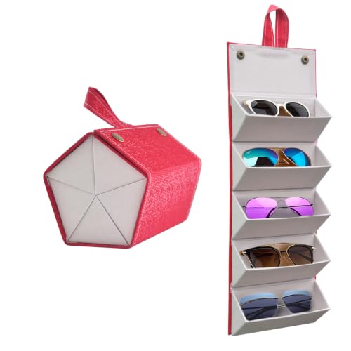 Image of Kenpal Sunglasses Storage Organizer Holder Foldable Travel Case with 5 Slot Compartments for Multiple Glasses