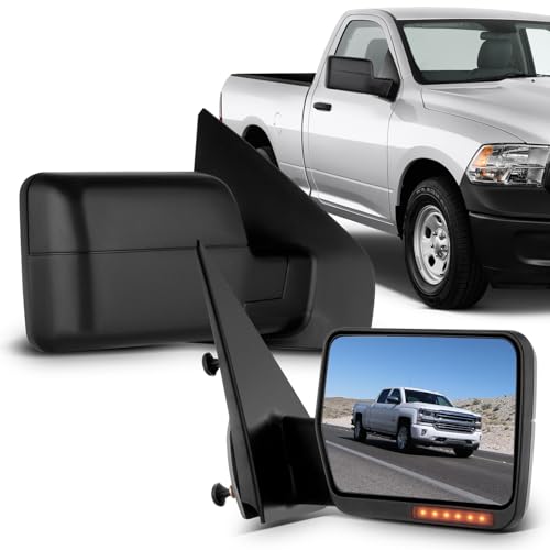 ECCPP Pair Set Replacement Fit For Ford For F-150 2007-2014 Towing Mirror Power Heated Puddle Light Turn Signal (2004-2006 for F150 Black - Power Adjusted and Heated)