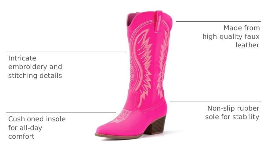 Image of Women's Western Cowboy Boots - Embroidered Ankle Booties with Chunky Block Heel, Side Zipper Suede Cowgirl Boots for Country Concert