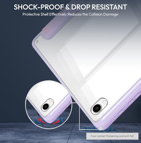 Image of Robustrion Cover Case for Samsung Galaxy Tab S11 11 inch Cover with [S-Pen Holder], Hybrid Flip Cover Case for Samsung S11 Tablet 11 inch with Transparent Back [Auto Sleep Wake] - Marble Lilac