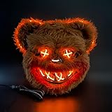VICKYPOP Scary Bear Cosplay Mask, Halloween Creepy LED Mask Party Props Costume Accessory (Bear-Orange)