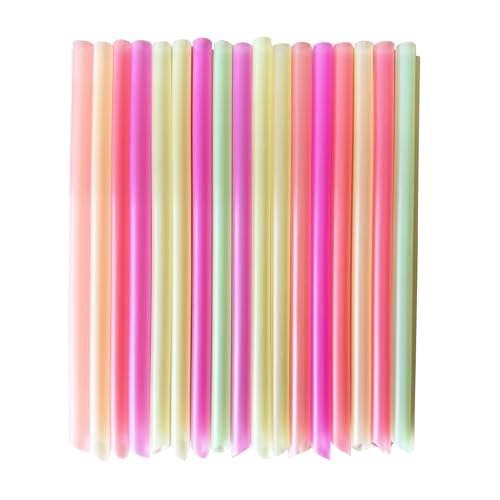 YAOSHENG Colored disposable milkshake straw, (100-500 pack) straight tube pointed fluorescent multi-color straw, suitable for parties, gatherings, home restaurants (100, 0.43 * 9.05)