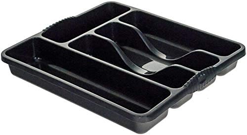 M1SS Midnight Black High Grade Upcycled Plastic Large And Small Cutlery Tray Kitchen Racks and Holders Cutlery Draw for Kitchen Drawers (5 Compartment)