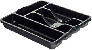 M1SS Midnight Black High Grade Upcycled Plastic Large And Small Cutlery Tray Kitchen Racks and Holders Cutlery Draw for Kitchen Drawers (5 Compartment)