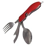6 in 1 Unique Double Body for Split, Folding Camping Knife-Fork-Spoon-Bottle & Can Opener (1)