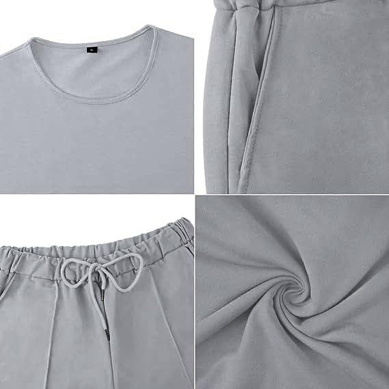 Men's Shirt and Shorts Set 2 Piece Outfits Fashion Summer Tracksuits Casual Sportwear Set X-Large Light Grey image 2 of 4 B0DMF524D5