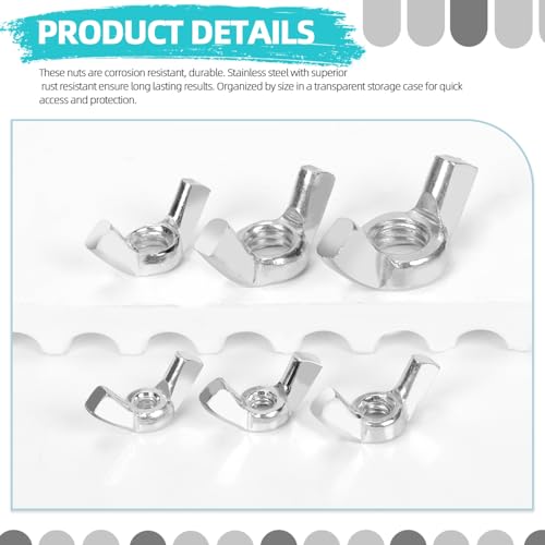 Cimeton 150Pcs Imperial Carbon Steel Zinc Plated Butterfly Wing Nut, Wing Nuts Assortment Kit for Machinery(Imperial)