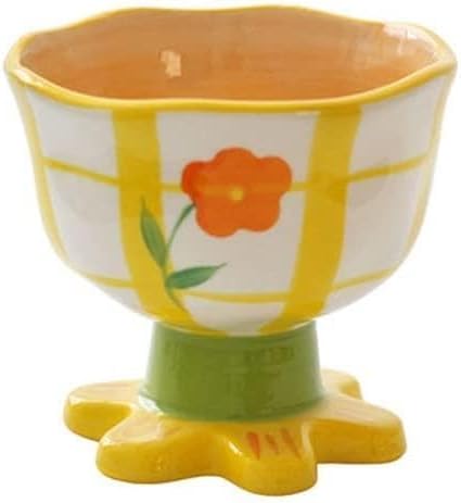Handmade Irregular Shape Ceramic Cup Bowl For Dessert Fruit Yogurt Cute Hand Painted Flower Milk Tea Mugs(D)